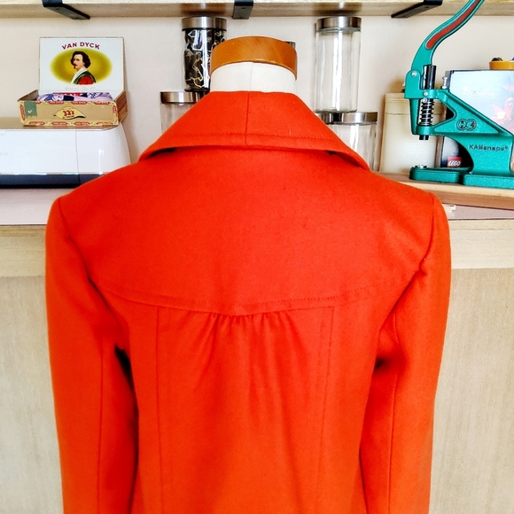 TULLE Anthro Wool Brilliant Persimmon Orange Jacket Lined Size M - Picture 6 of 9